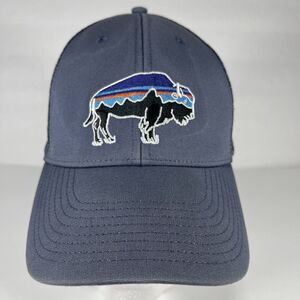 Patagonia Fitz Roy Bison LoPro Trucker Hat - Navy Blue / Grey Mesh
